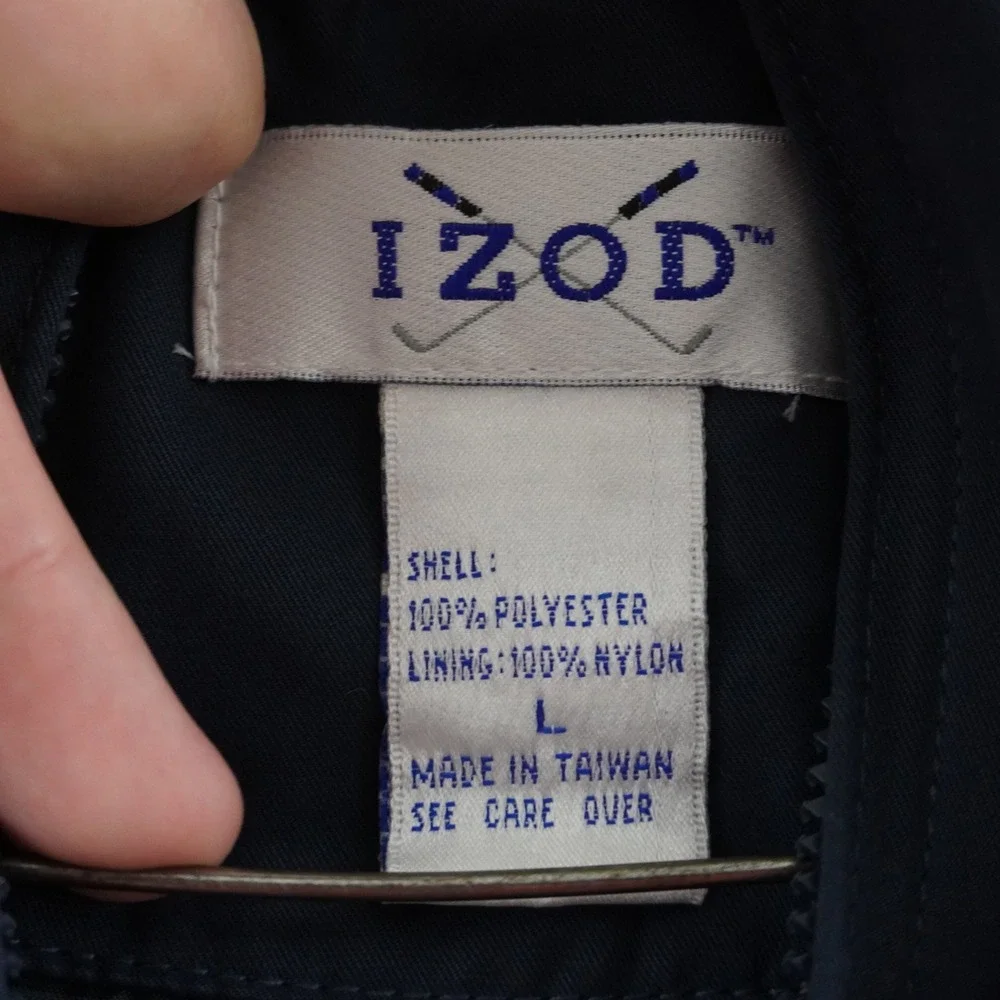 IZOD Harrington Jacket Mens Large Navy Blue Vintage Golf Windbreaker
